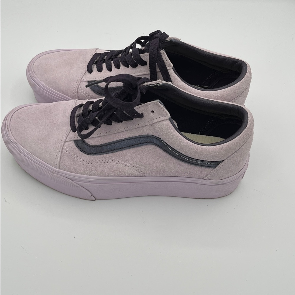 Vans Old Skool Stackform Suede Lavender Shoes Womens Size 9 Purple Laces EUC - Picture 6 of 8